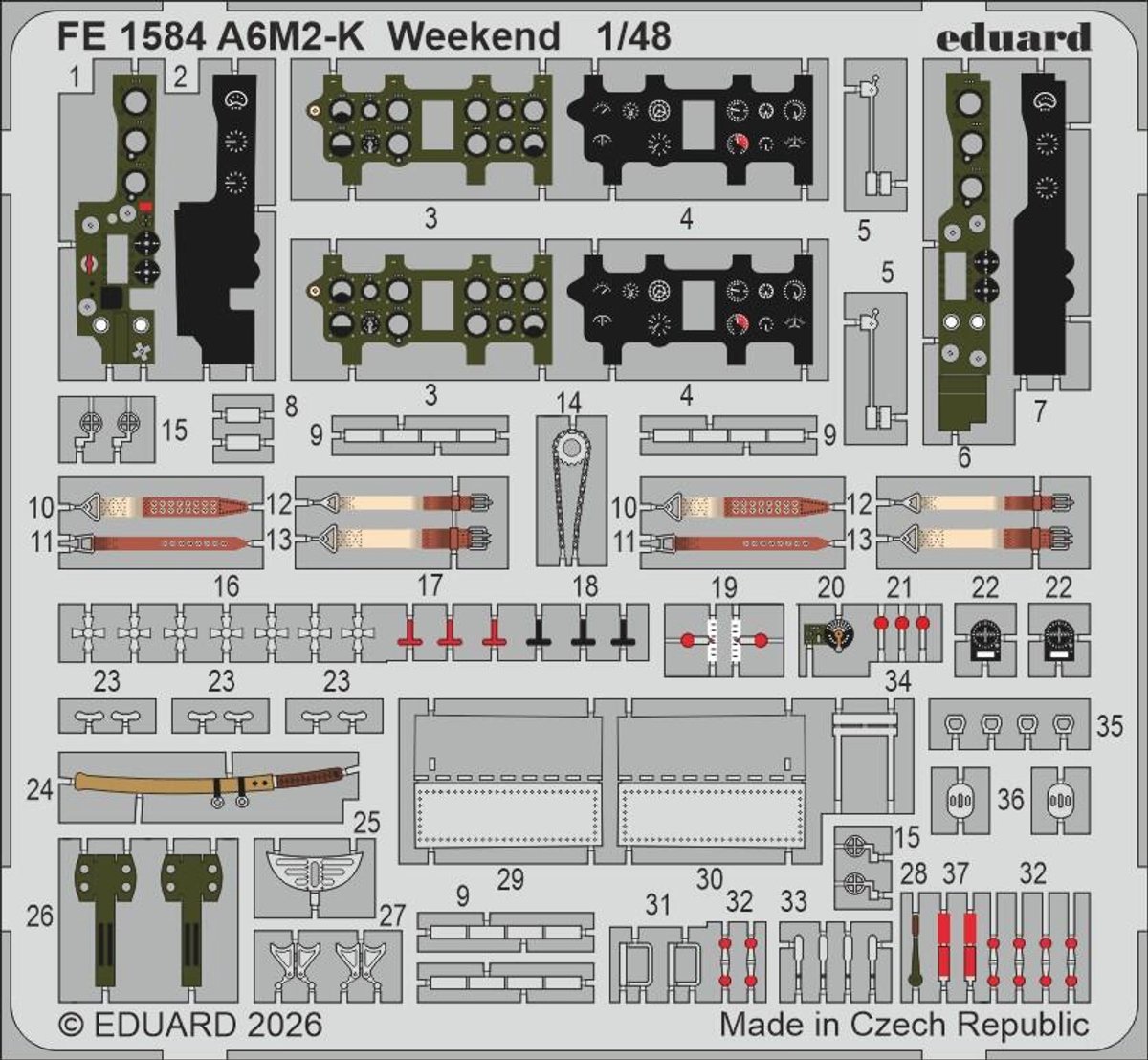 Eduard Modelbouwdecoratie - FE1584 Zoom Set voor Mitsubishi A6M2-K - Weekend Edition - Photo-etch