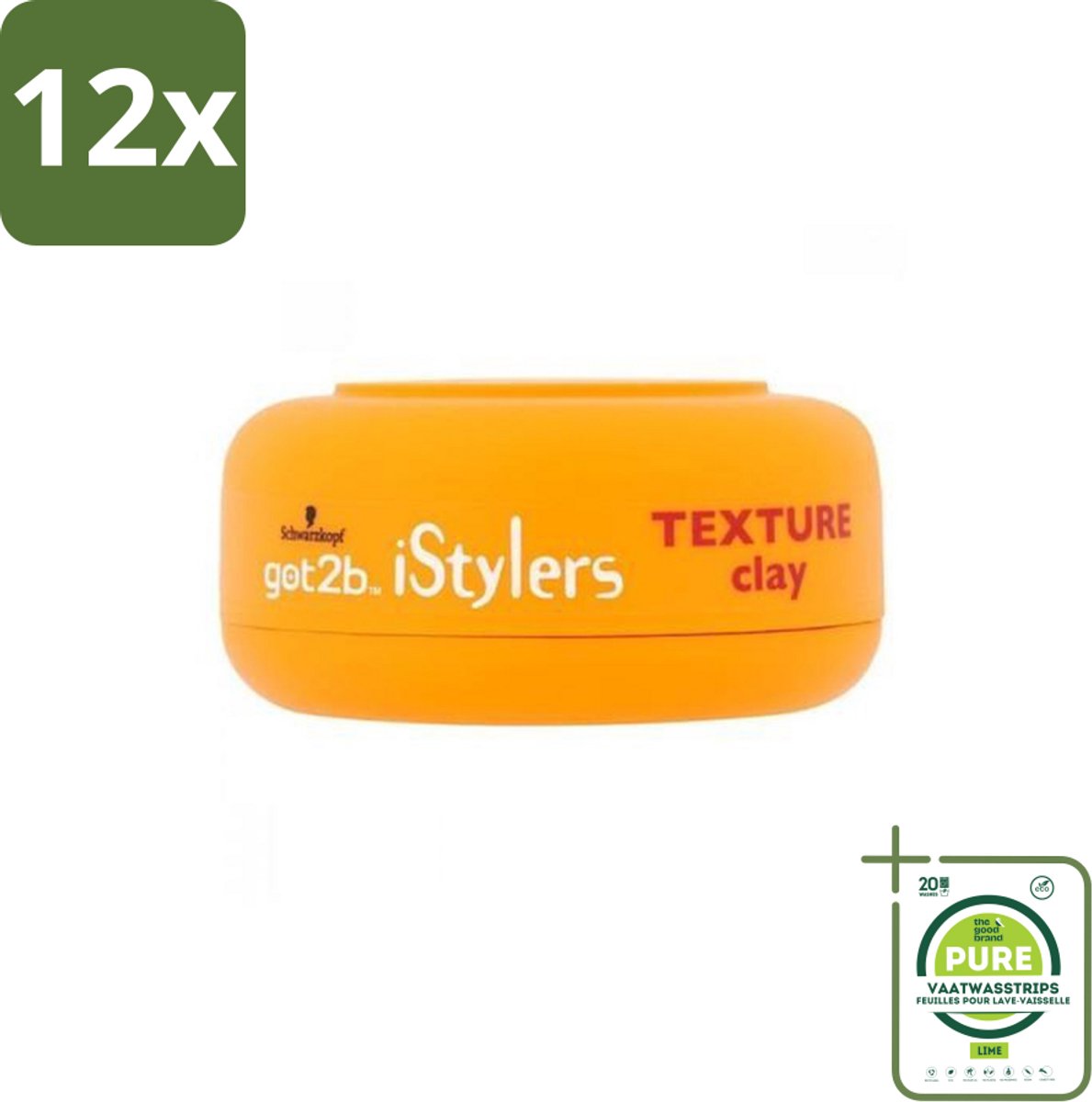 Got2B - Styling Clay - I-Styler - 75 ml - Voordeelverpakking - 12 stuks - Matte haar - Styling clay