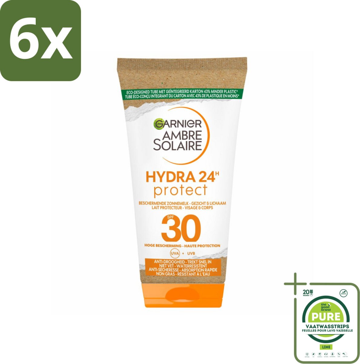 Garnier - Ambre Solaire - Zonnebrandmelk - SPF 30 - Reisformaat - Gezicht & Lichaam - 50 ml - Voordeelverpakking - 6 stuks - Zonnebrand - Zonnebescherming
