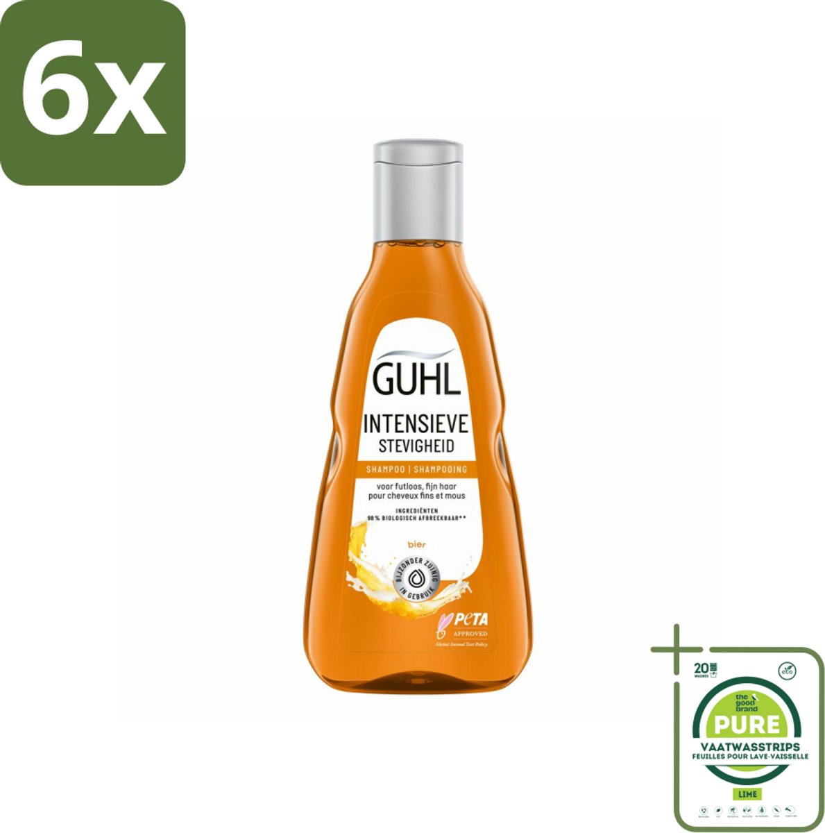 Guhl - Shampoo - Intensieve Stevigheid - 250 ml - Voordeelverpakking - 6 stuks - Haarversterkend shampoo - Volume shampoo