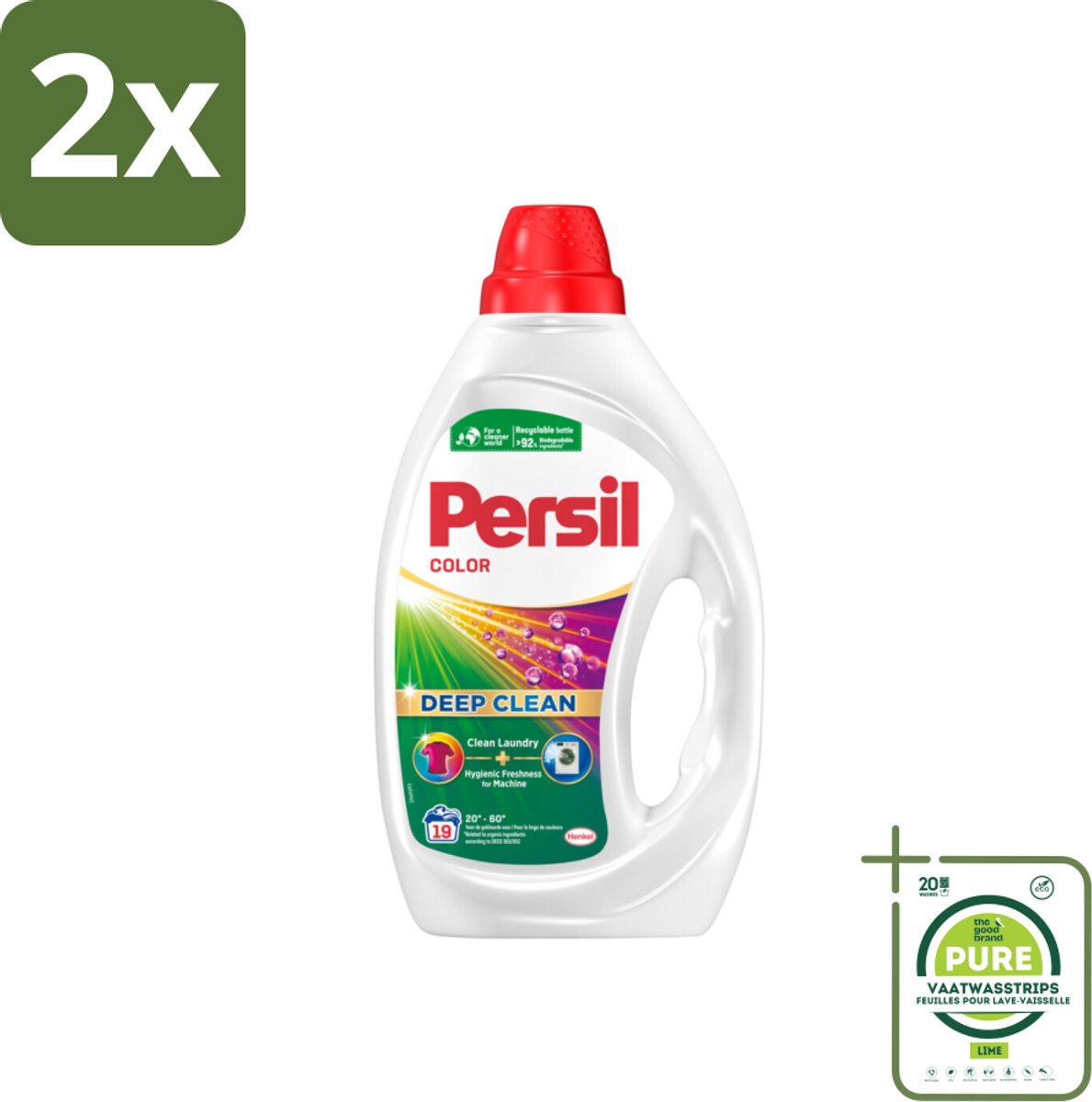 Persil - Wasmiddel - Wasmiddel Gel Color - Voor Gekleurde Was - 19 wasbeurten - Voordeelverpakking - 2 stuks - Wasmiddel - Gekleurde was