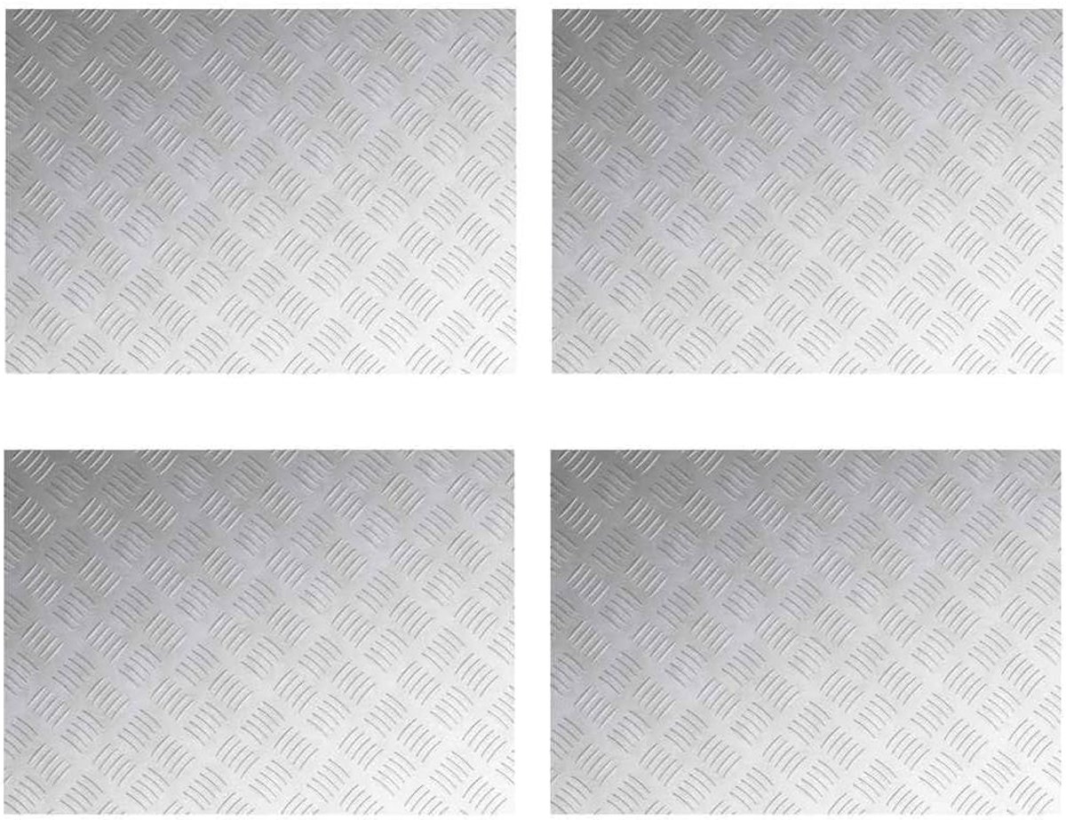 Trap Treden 4 Stuks Zilver 70x50 cm | Checkerplate ontwerp, antislip, geschikt voor binnen en buiten, eenvoudig te reinigen