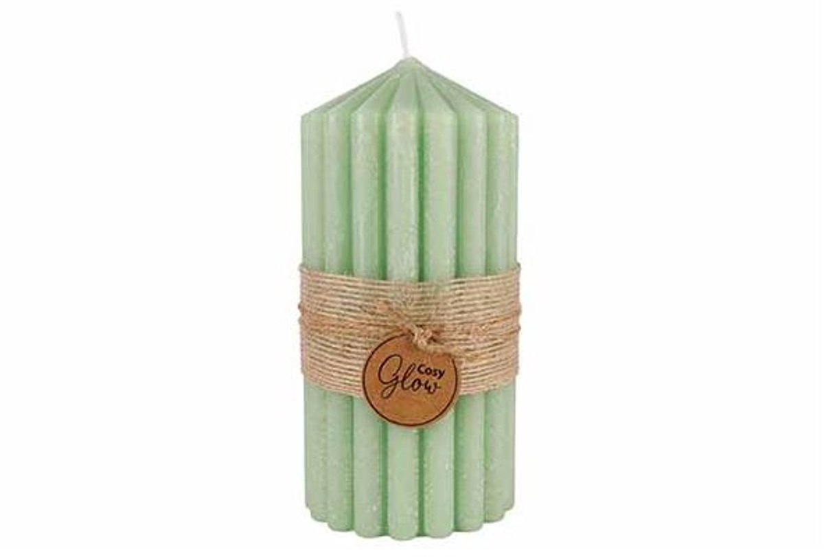 Kaars Ribble Groen 7x7xh14cm Langwerpig Kaars