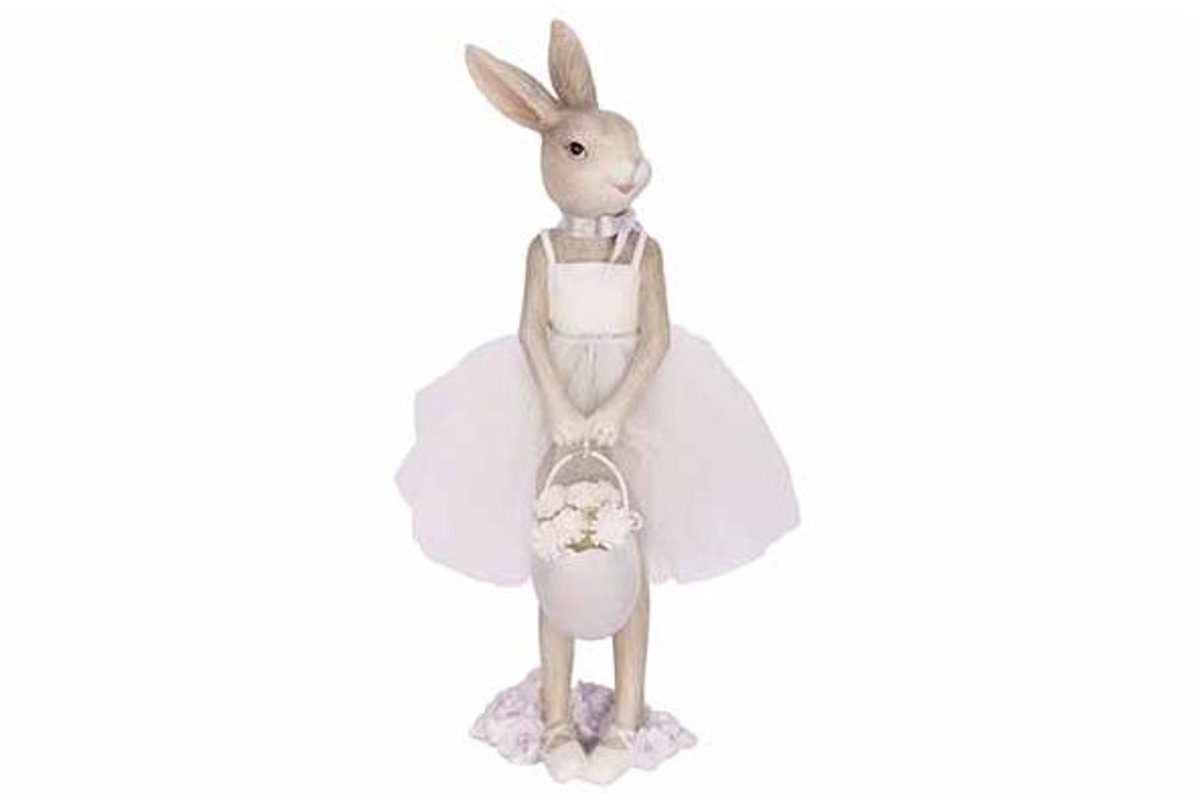 Konijn Bunny Girl Lichtgrijs 8,5x8,3xh25 ,4cm Langwerpig Polyresin