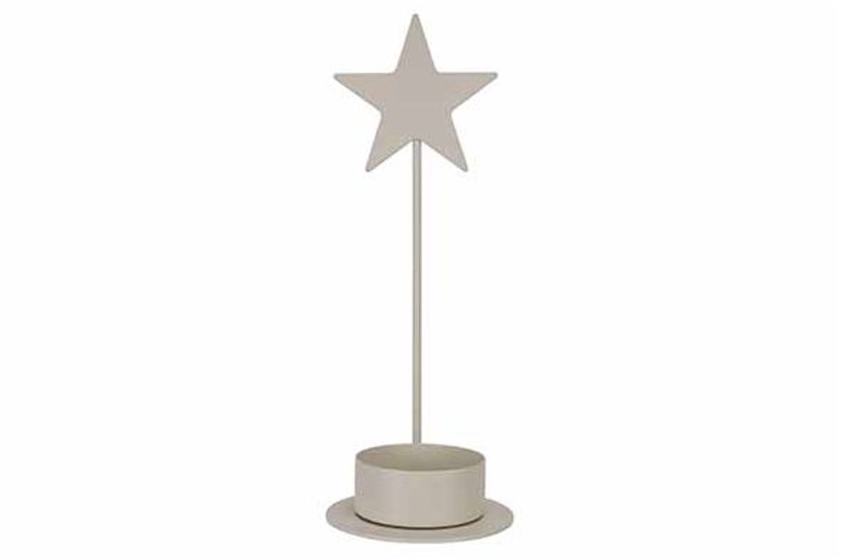 Theelichthouder Star Filled Creme 6x6xh1 6,3cm Langwerpig Metaal