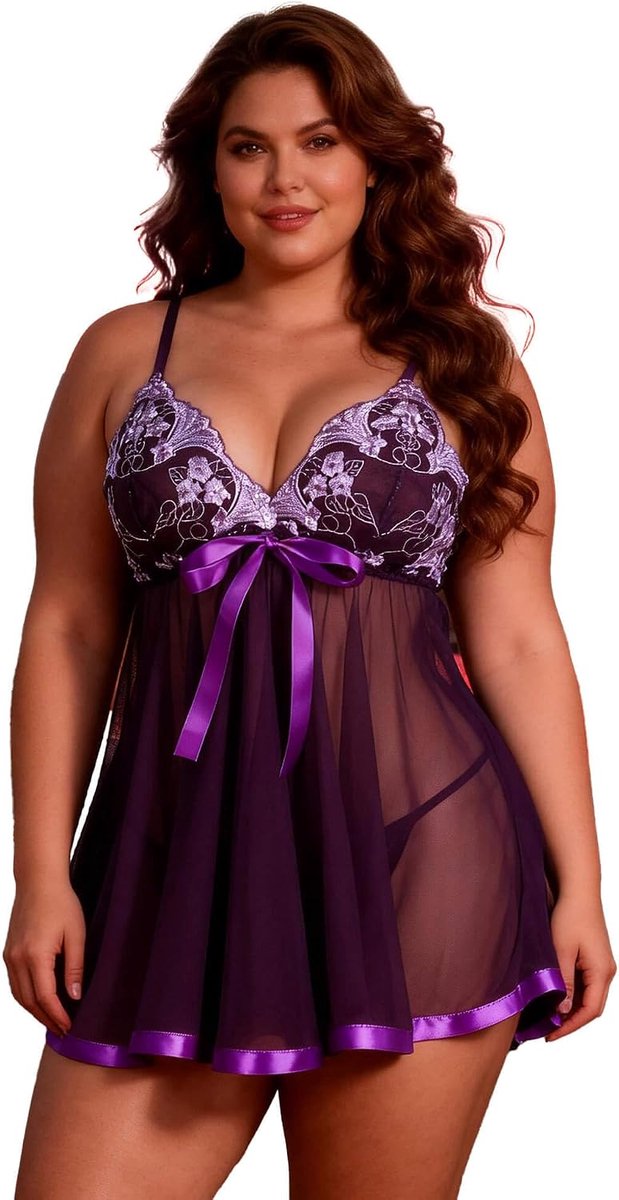 ohyeahlady Babydoll voor dames grote maat lingerie nachthemd chique nachtjapon