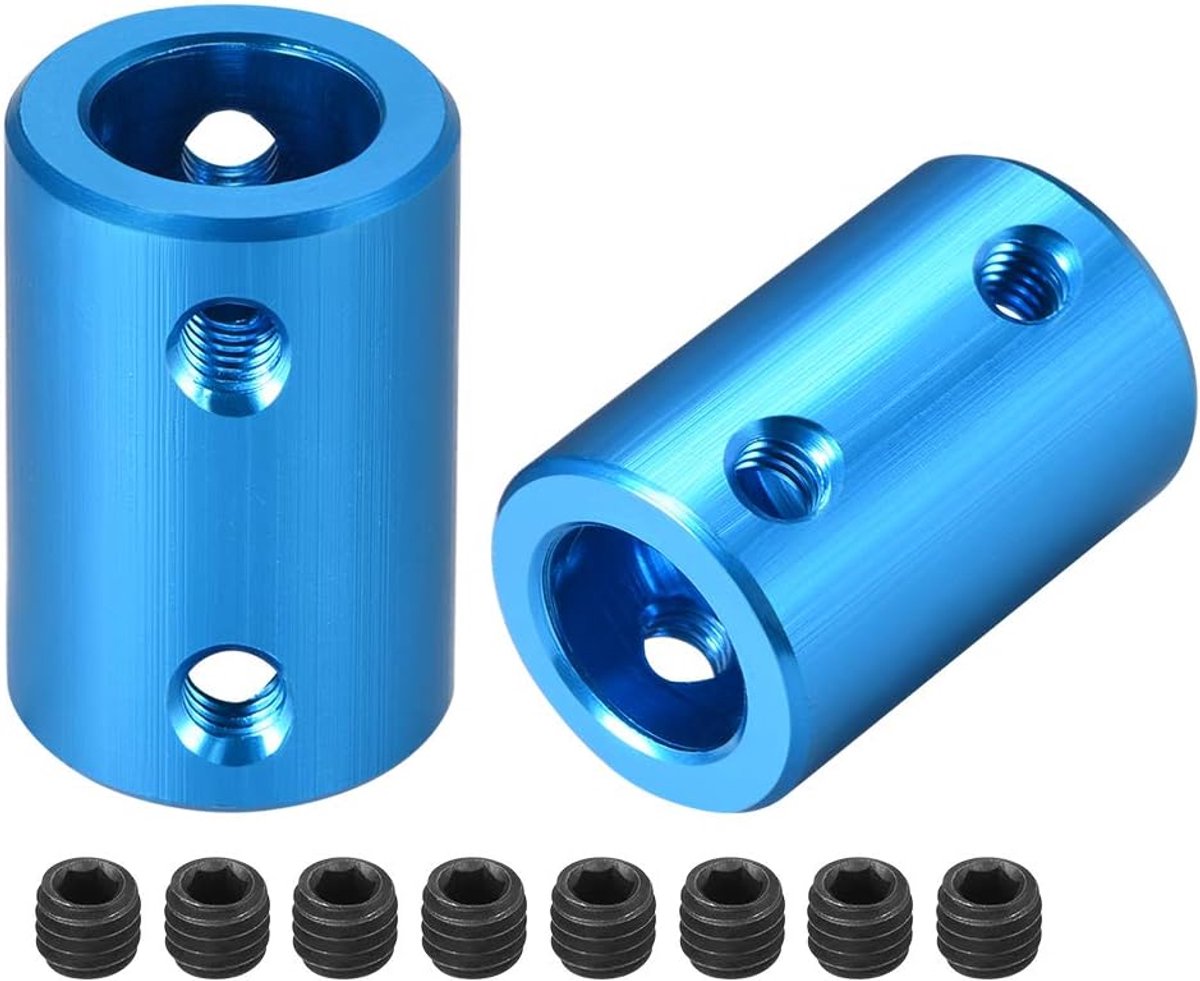 sourcing map askoppeling motor wiel koppeling connector 4mm tot 4mm boring L25xD14 blauw 10mm to 10mm 2PCS blauw