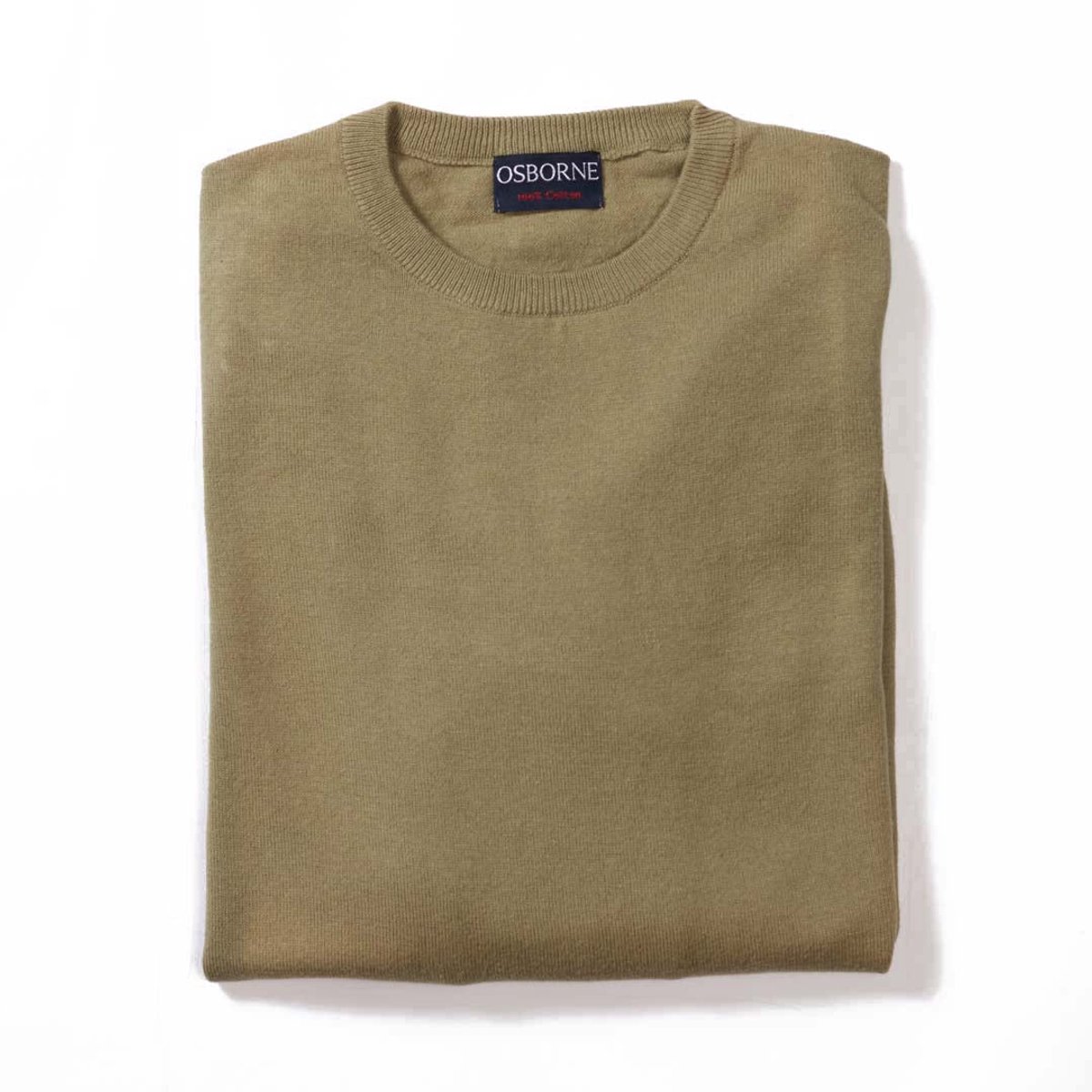 Osborne Knitwear Trui met ronde hals - Katoen - Khaki - XL