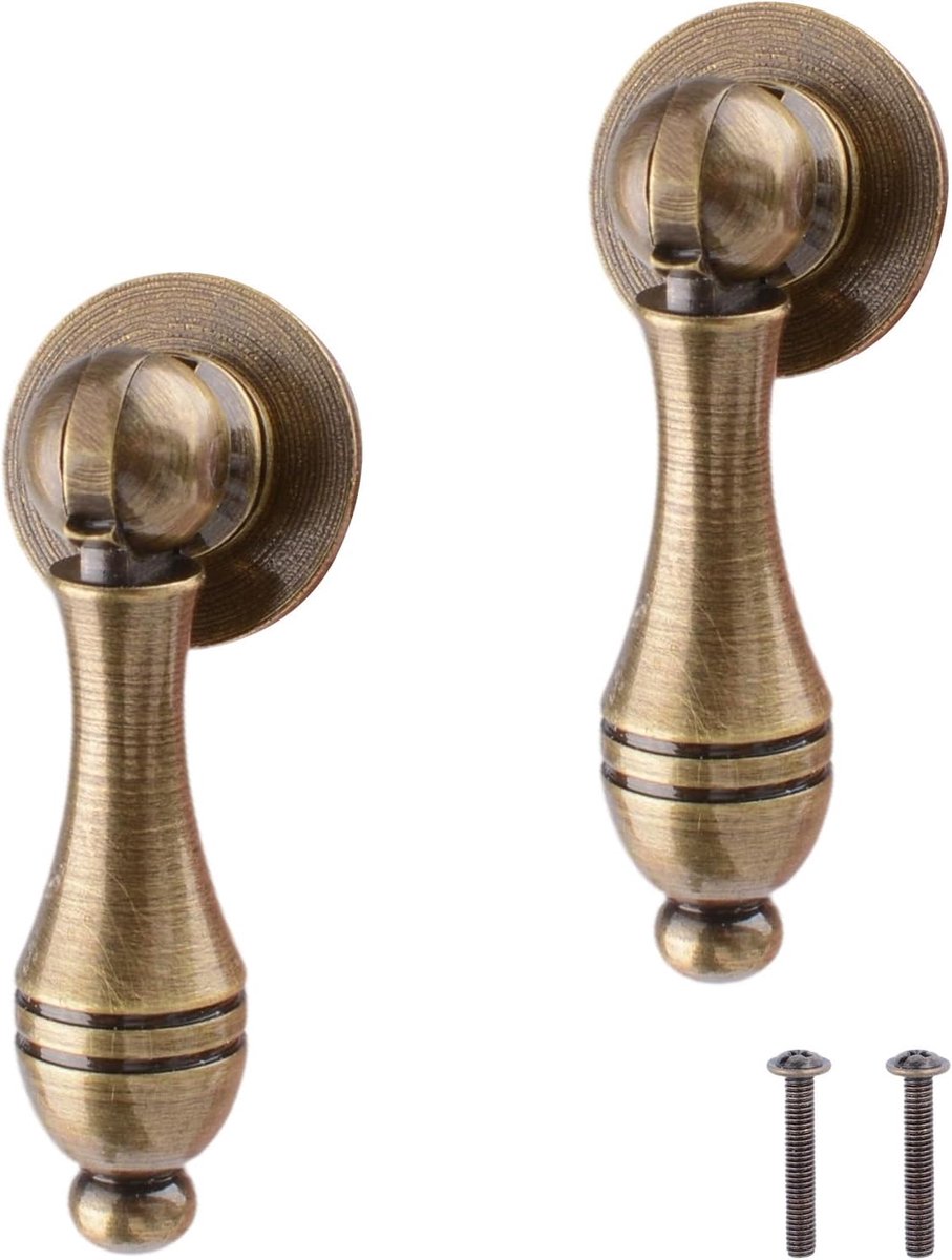 2-delige Calabas-vormige kastgrepen, messing hanger lade handgrepen decoratief enkel gat handvat met montage schroeven voor garderobe kast deur meubilair/brons