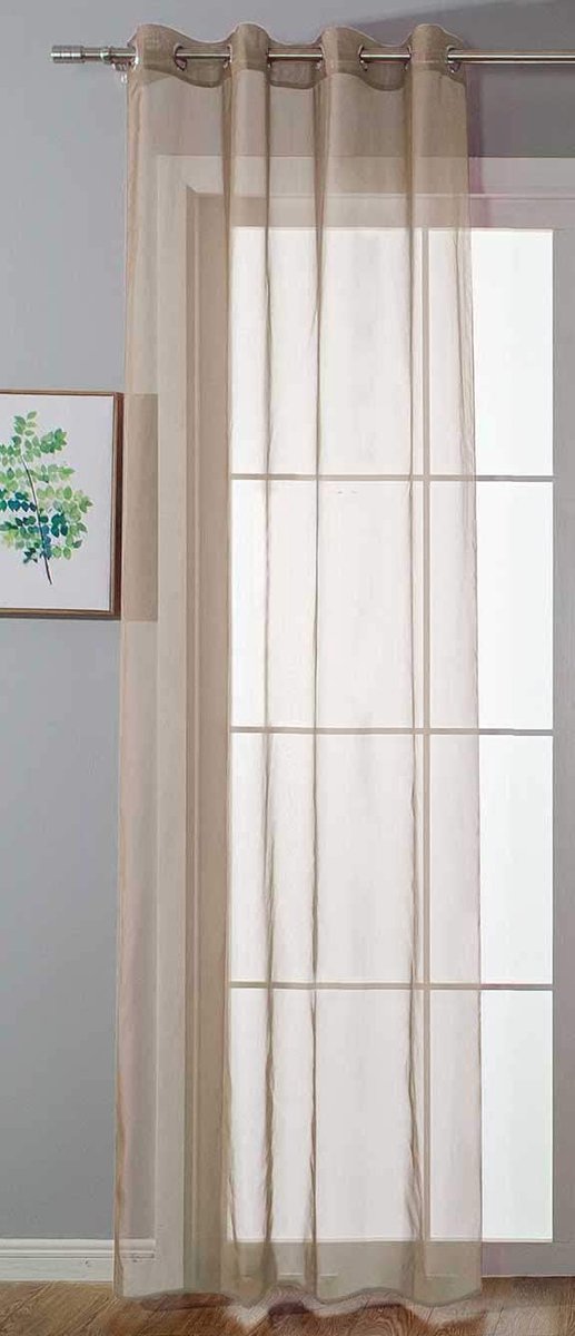 transparant »Uni« gordijn H x B 225 x 140 cm zand Stores gordijn ogen loodband sluiting woonkamer, 20332-cn