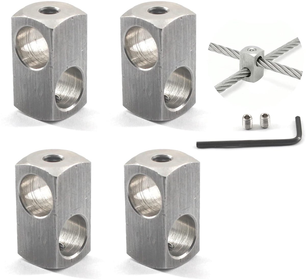 mm Cross Kabel Klemmen Wire Rope Clamp 304 roestvrij staal Clip (Pack van 4)