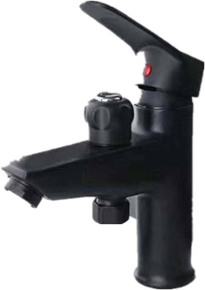 Badkamer Bouwmaterialen Hardware Koper Ééngats Wastafelkraan Dual-Purpose Knop Externe Douche Warm En Koud Wastafel Kraan Zwart