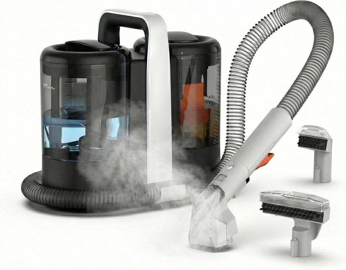 Tapijtreiniger - Vlekkenverwijderaar - Meubels Reinigen - Krachtige Zuigkracht - 1.5L Tank - Zwart