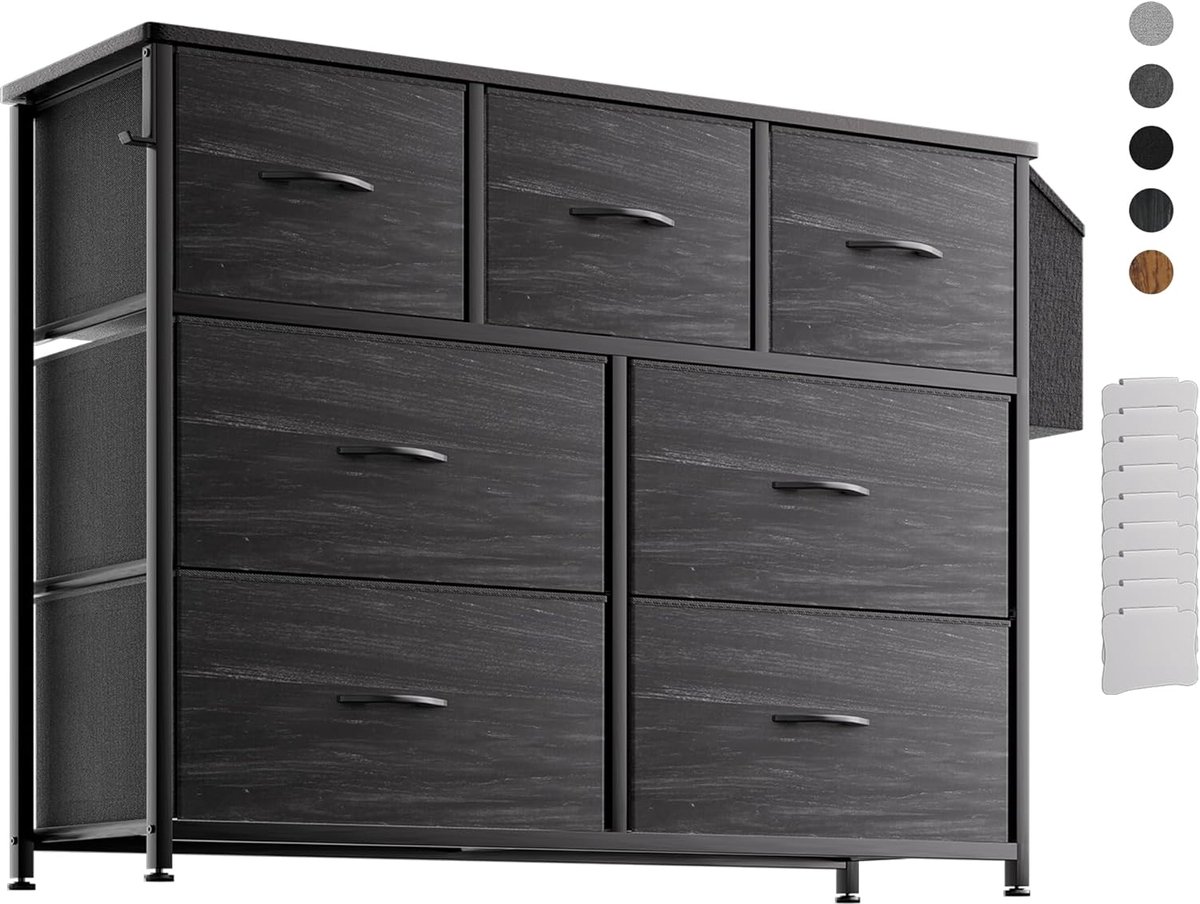 SnelShoppen - Opbergkast met 7 Grote Lades - Geurvrij Canvas Opbergmeubel - Multifunctionele Oplossing voor Woonkamer, Hal, Slaapkamer - Extra Ruimte