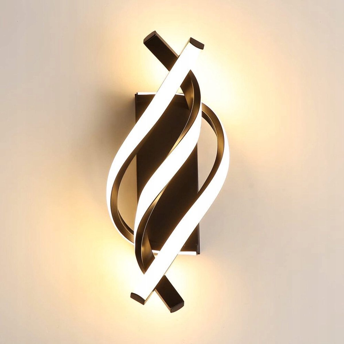 LED Wandlamp - Wandlamp Binnen - 3 Kleurtemperaturen - 8-24W - Ijzer - Golfontwerp - Leeslamp & Nachtlampje - 33x20x8 cm - Voor Slaapkamer Gang en Hal