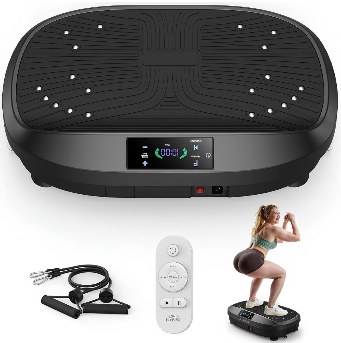 VALI® Trilplaat Fitness - Vibratie Plaat - Trilplaat voor Benen Bloedsomloop - Zwart - 36cm x 51cm x 13cm