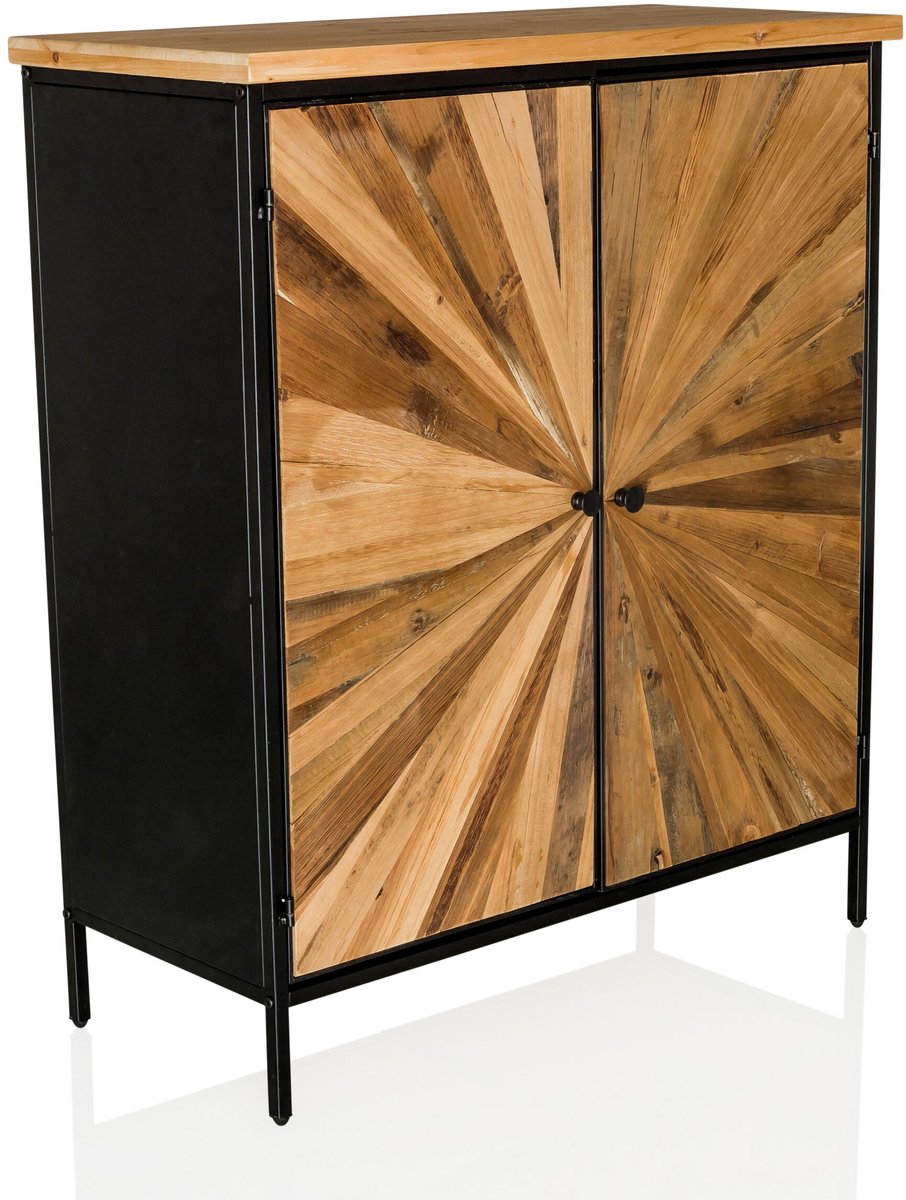 Ladekast SANTJAGO BLACK SUN XL 80 x 34,5 x 94 cm 2 deuren massief dennenhout hjh LIVING