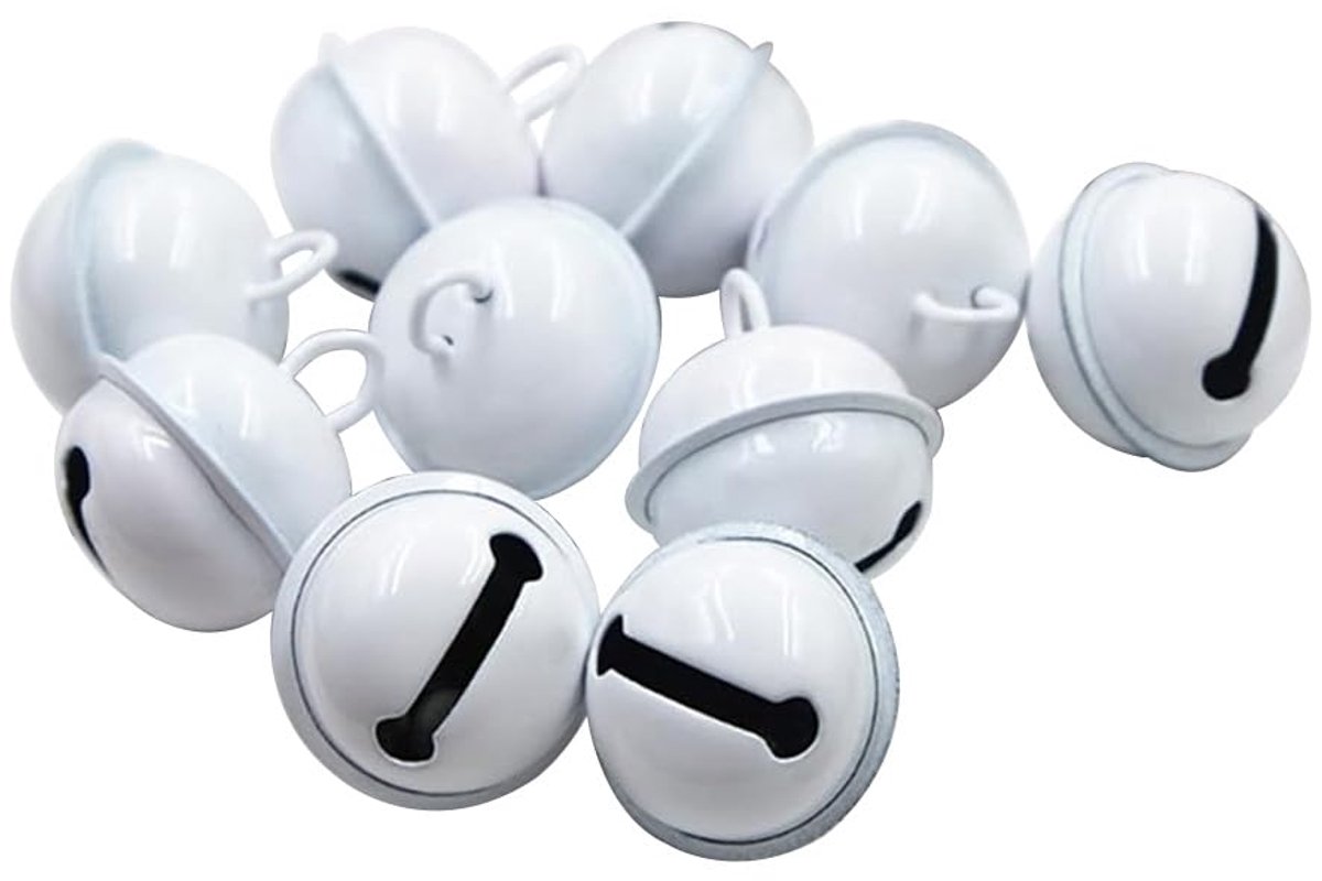 Belletjes, om te knutselen, kleurrijke metalen belletjes, knutselklokken, slee-klokken met oogje, katten, honden, klemmen, klokken, kleine belletjes voor handwerk