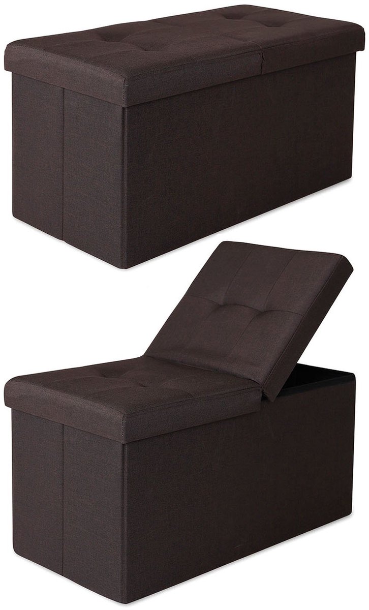 Zitbank met klapdeksel 76 x 38 x 38 cm, linnen bruin