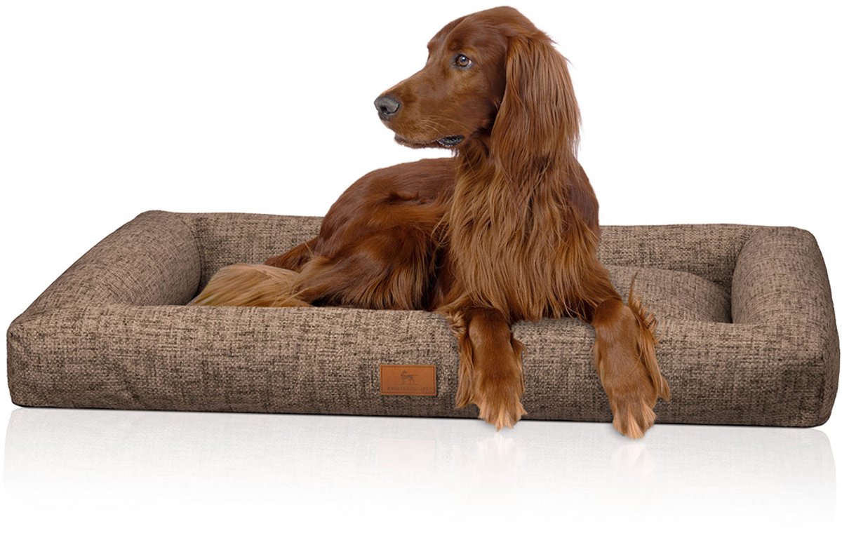 Knuffelwuff box hondenbed Nivaro van zacht weefsel M-L 82 x 62cm Bruin