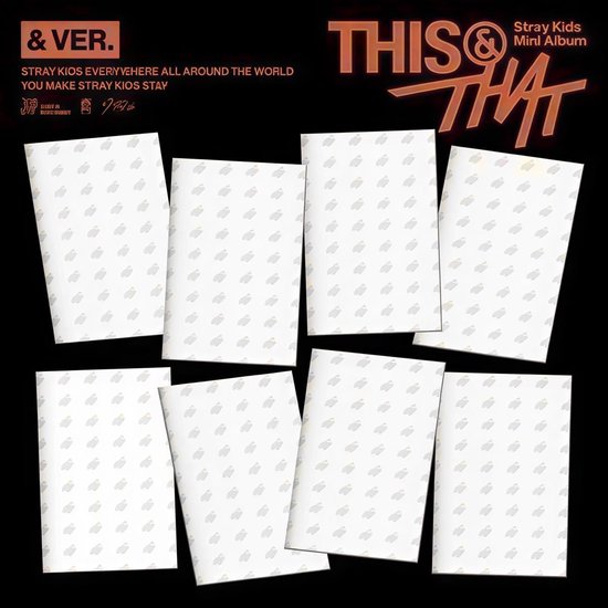 Mini album 'This & That' de Stray Kids, '& VER.', avec des cartes blanches à motif subtil.
