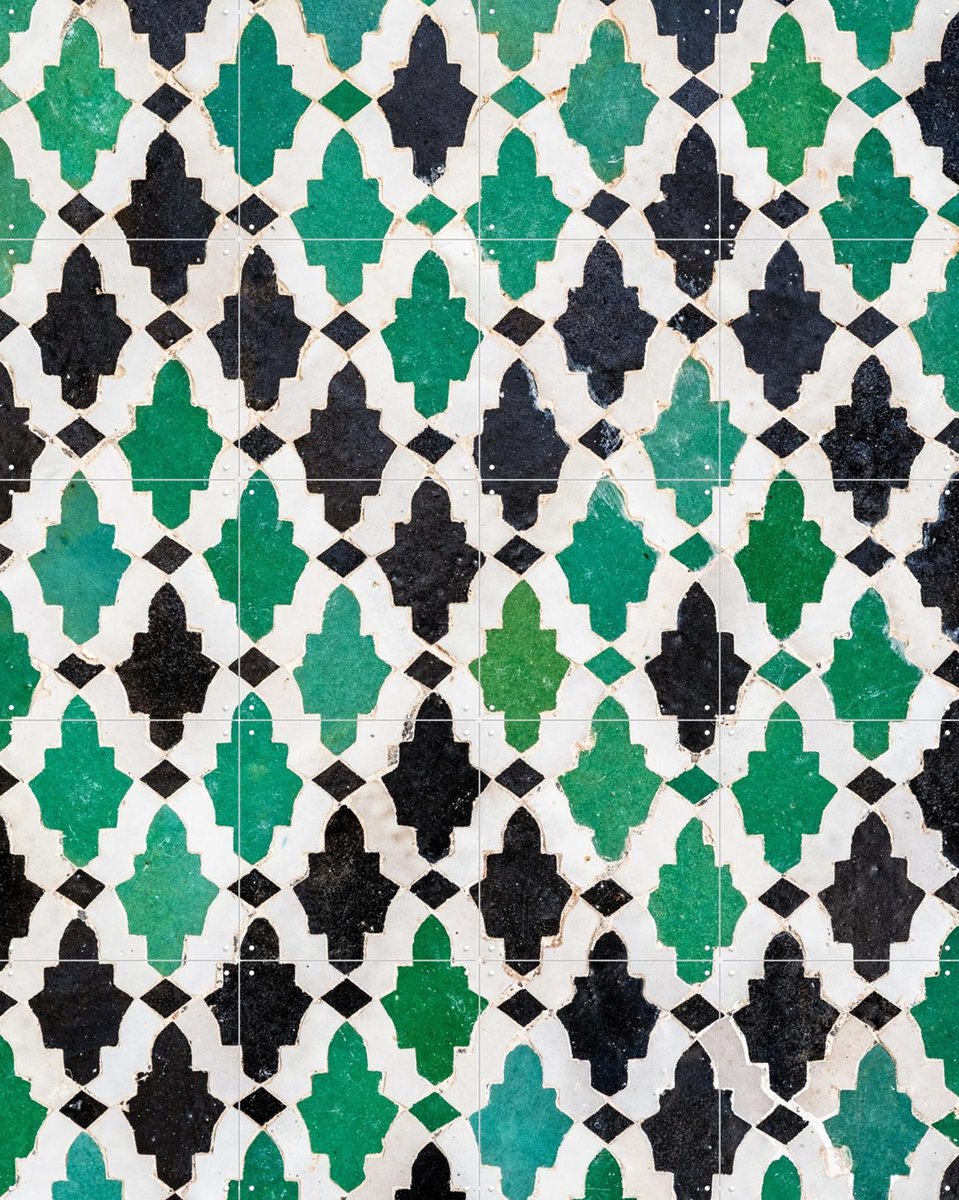 IXXI Moroccan Green Tiles, Photolovers - 80 x 100 cm - Gratis ophangtool - Grote wanddecoratie en posters - Kleurrijk, Fotografie, Decoratieve