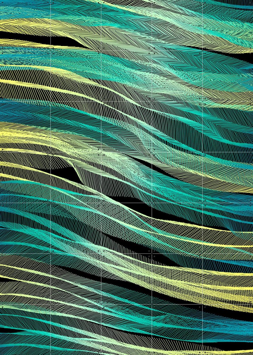 IXXI Currents, Angelo Cerantola - 100 x 140 cm - Gratis ophangtool - Grote wanddecoratie en posters - Geometrische Kunst, Line art, Kleurrijk
