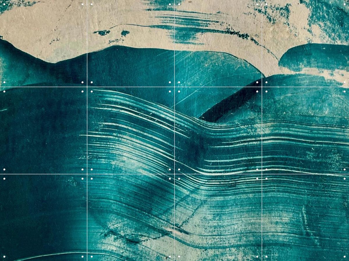 IXXI Big Blue Wave, RAR Kramer - 80 x 60 cm - Gratis ophangtool - Grote wanddecoratie en posters - Kwaststreken, Olieverf, Art Deco, Abstract