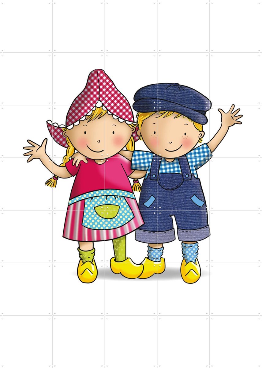 IXXI Fien & Teun: altijd samen, Fien & Teun & Van Hoorne Studios - 100 x 140 cm - Gratis ophangtool - Grote wanddecoratie en posters - Kleurrijk