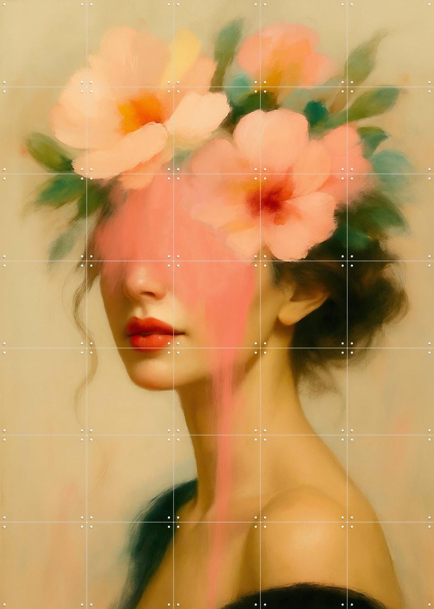 IXXI Whispers in Bloom, Moonheart Artworks - 100 x 140 cm - Gratis ophangtool - Grote wanddecoratie en posters - Kleurrijk, Kwaststreken
