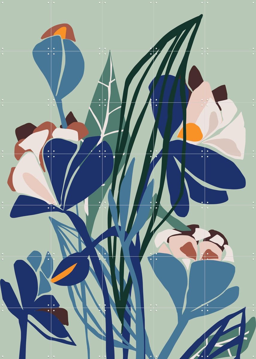 IXXI Florals At Night, Annick & Various - 100 x 140 cm - Gratis ophangtool - Grote wanddecoratie en posters - Modern, Speels, Geometrische Kunst