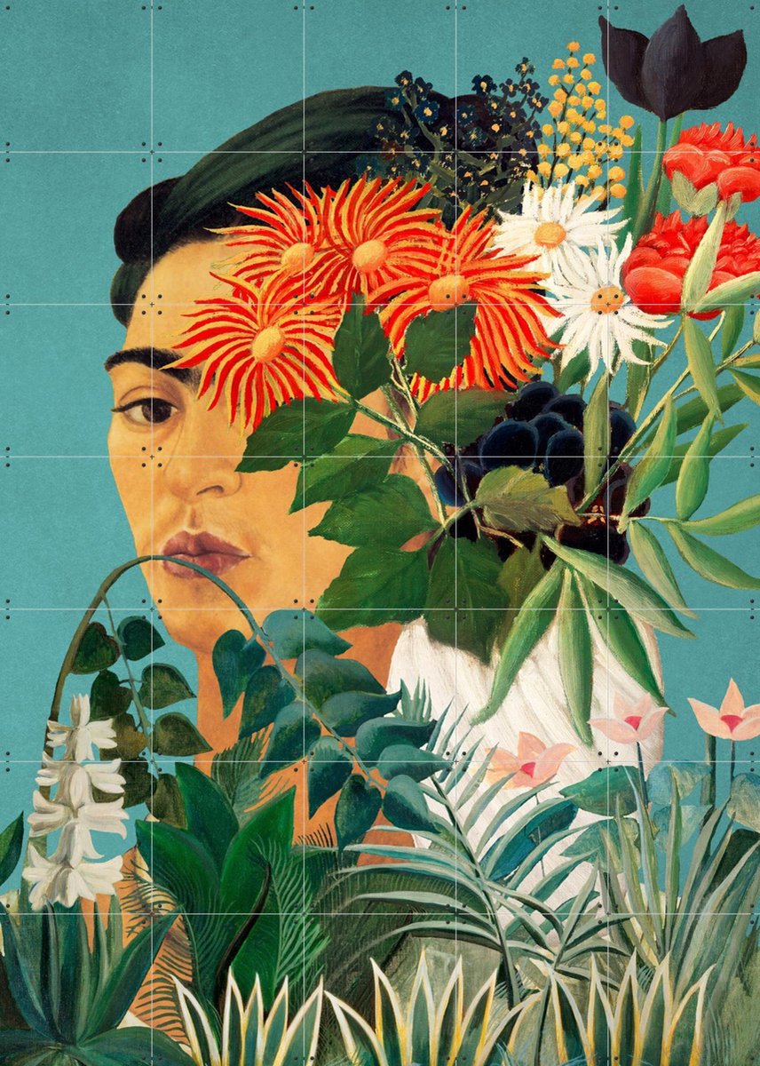 IXXI Frida in Henri's Garden, Marja van den Hurk - 100 x 140 cm - Gratis ophangtool - Grote wanddecoratie en posters - Speels, Gang, Trap, Eetkamer