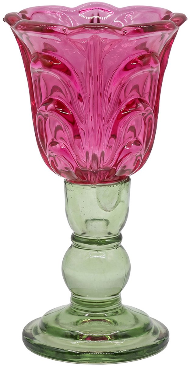 Clayre & Eef Waxinelichthouder Roze Glas