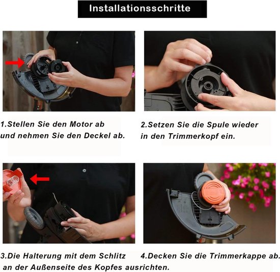 A6485 RC-100-P spoelkappen voor Black Decker GL280, GL301, GL425, GL430, GL545, GL555, GLC13, STC1820, ST1823, GLC1825L, GLC3000 grastrimmer, vervangende spoelafdekking (4 spoelkappen en — afbeelding 3