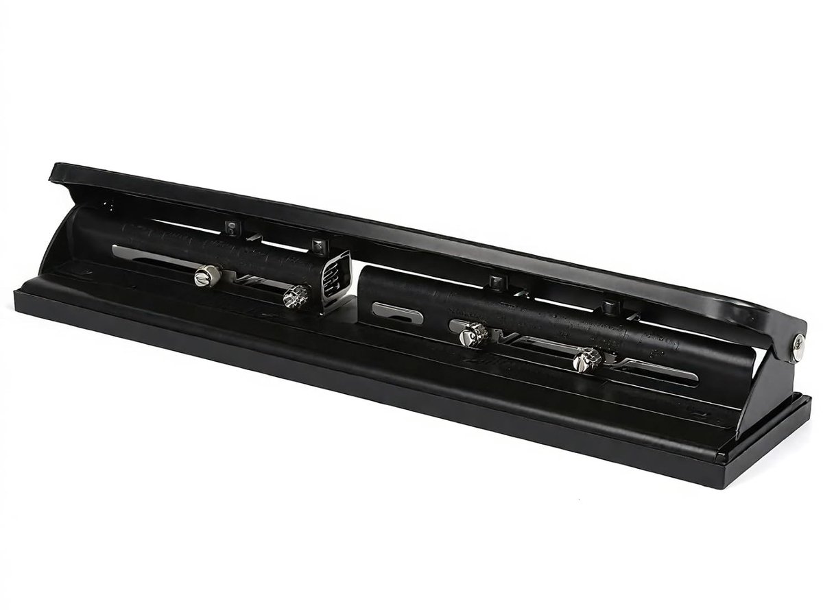 Papierpons, met Vier Gaten, Instelbaar, Papierpons, Metalen Perforator, voor Thuiskantoor, School (zwart)