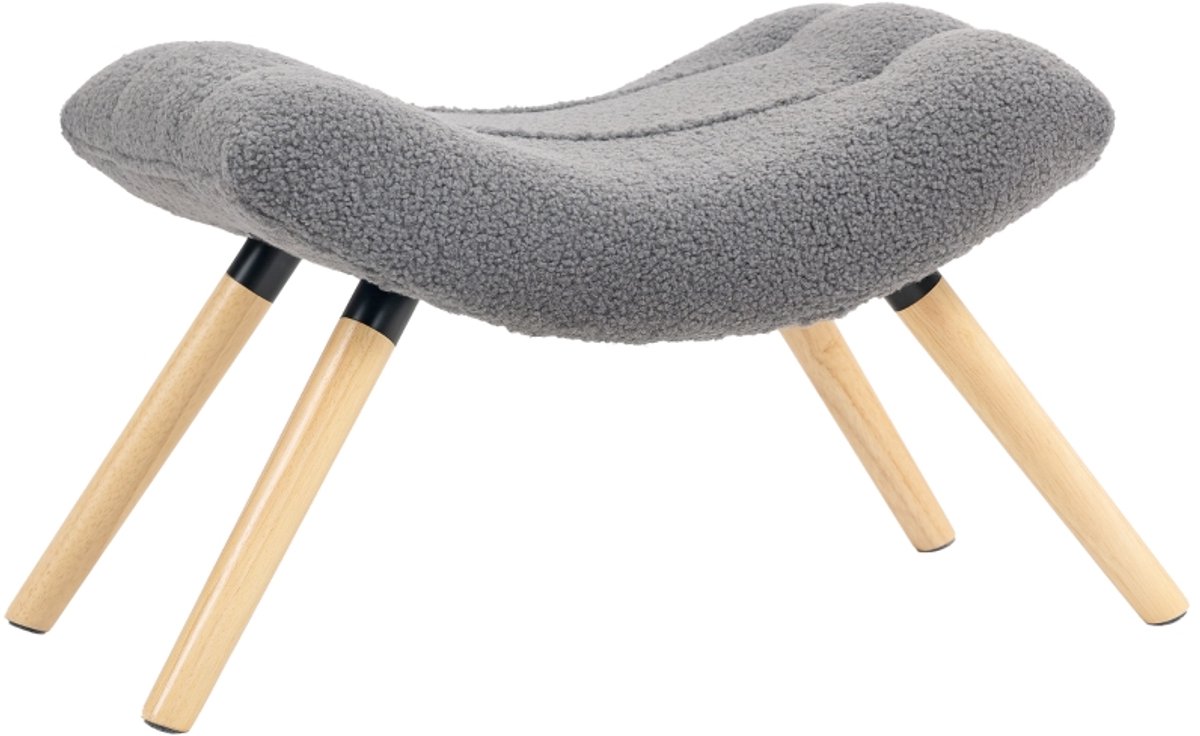 1 stuks Voetenbank - Teddy fleece poef - beukenhouten lage stoel - voeten rusten - extra zitplaats - stabiele belasting - Polyester - 67×45×38cm - geschikt om voeten te ontspannen - Donkergrijs