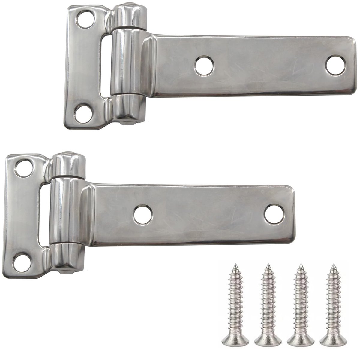 (2 stuks) T-vormige container scharnieren Massief gesmeed 304 roestvrij staal kabinet scharnieren Marine boot hardware voor vrachtwagens, bestelwagens, caravans, aanhangwagens, inclusief schroeven