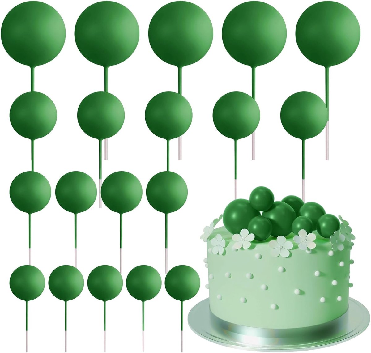 20 stuks bal taart topper decoraties mini ballonnen taart topper stokjes donkergroene ballen taart picks voor bruiloft & verjaardag