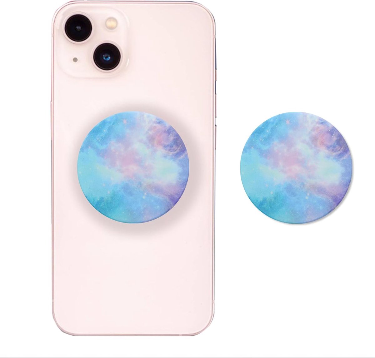 telefoon ring houder, premium houder, 360° rotatie, veilige grip, dagelijks comfort voor smartphones en tablets, inklapbaar en inschuifbaar (Nebula lichtblauw)
