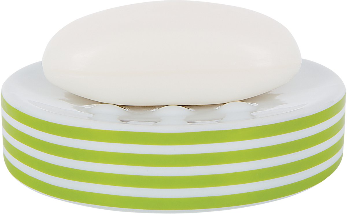 Spirella Tube Stripes Zeephouder – Zeepschaal voor de Badkamer – Badkameraccessoires met Streepjesdesign – Kiwigroen