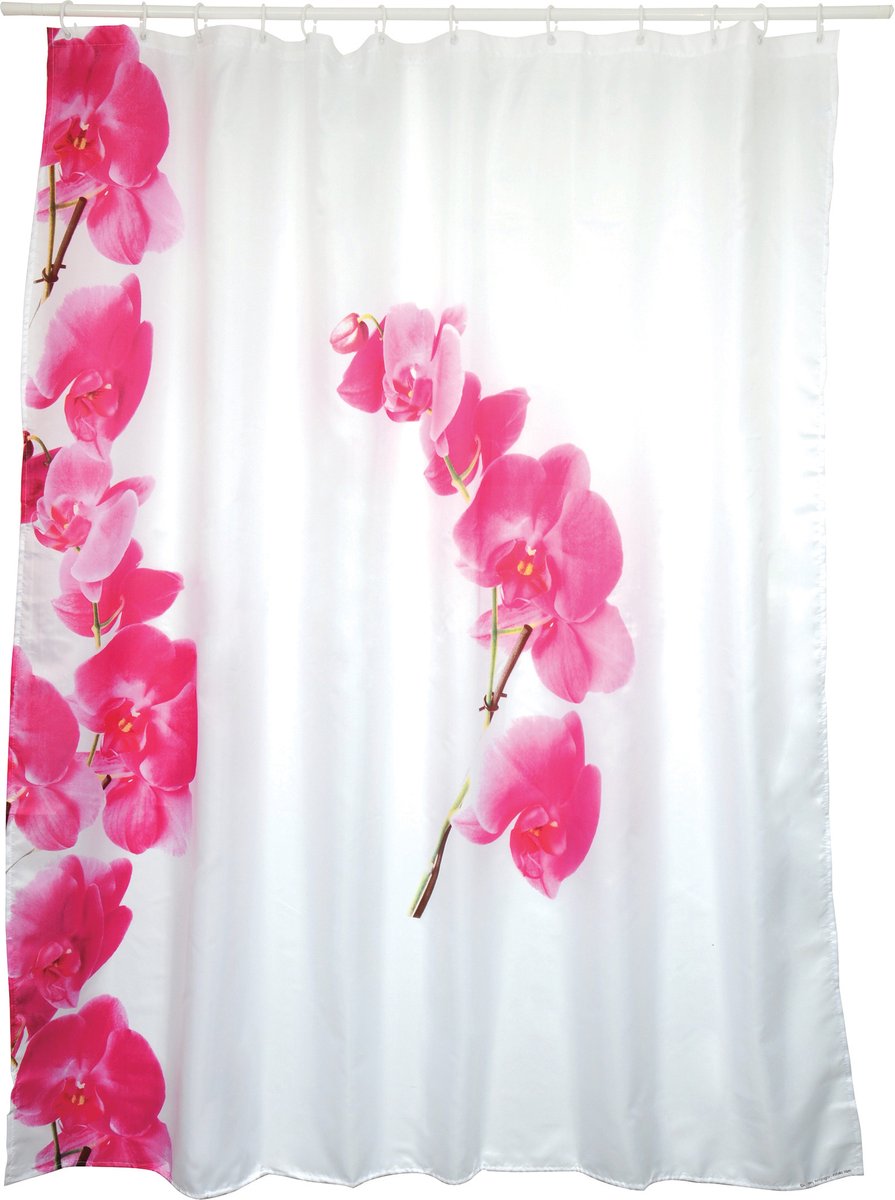 MSV Lanyu Douchegordijn 180x200 cm - Wit Douchegordijn Polyester met Decoratief Patroon - Geschikt voor Douche en Bad