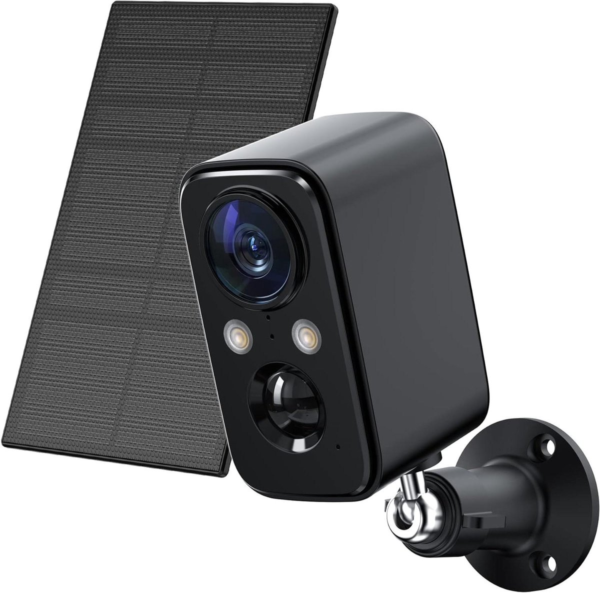 Beveiligingscamera Buiten - Draadloze Camera - Huisbewaking - Opladen op zonne-energie - 1080P HD - Zwart
