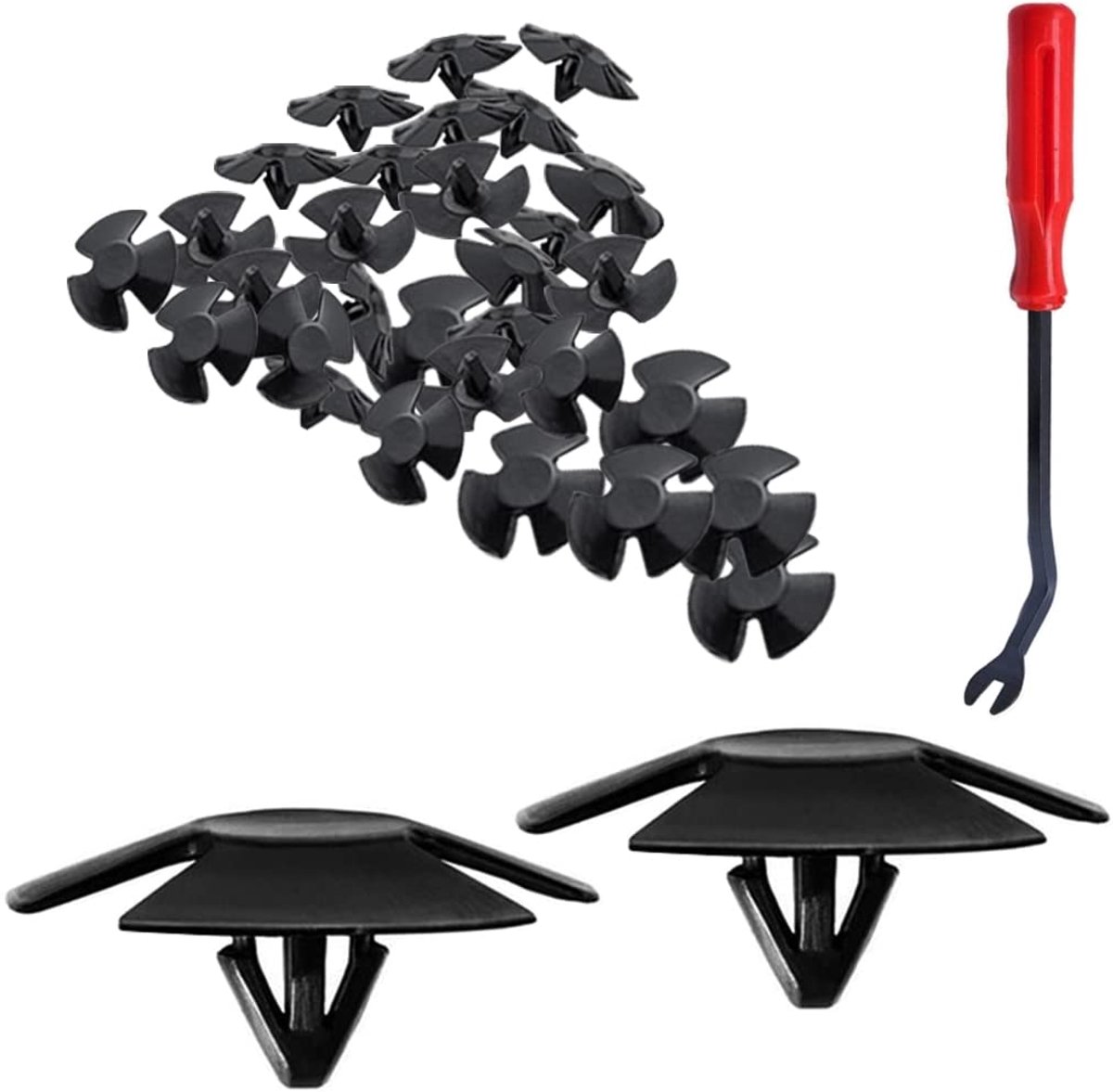 30 stuks autobevestigingsclips, deurbekleding, klemmen, bumpers, sierlijsten, plastic clips, set met demontagegereedschap, bumpers, sierlijsten, bevestigingsclips
