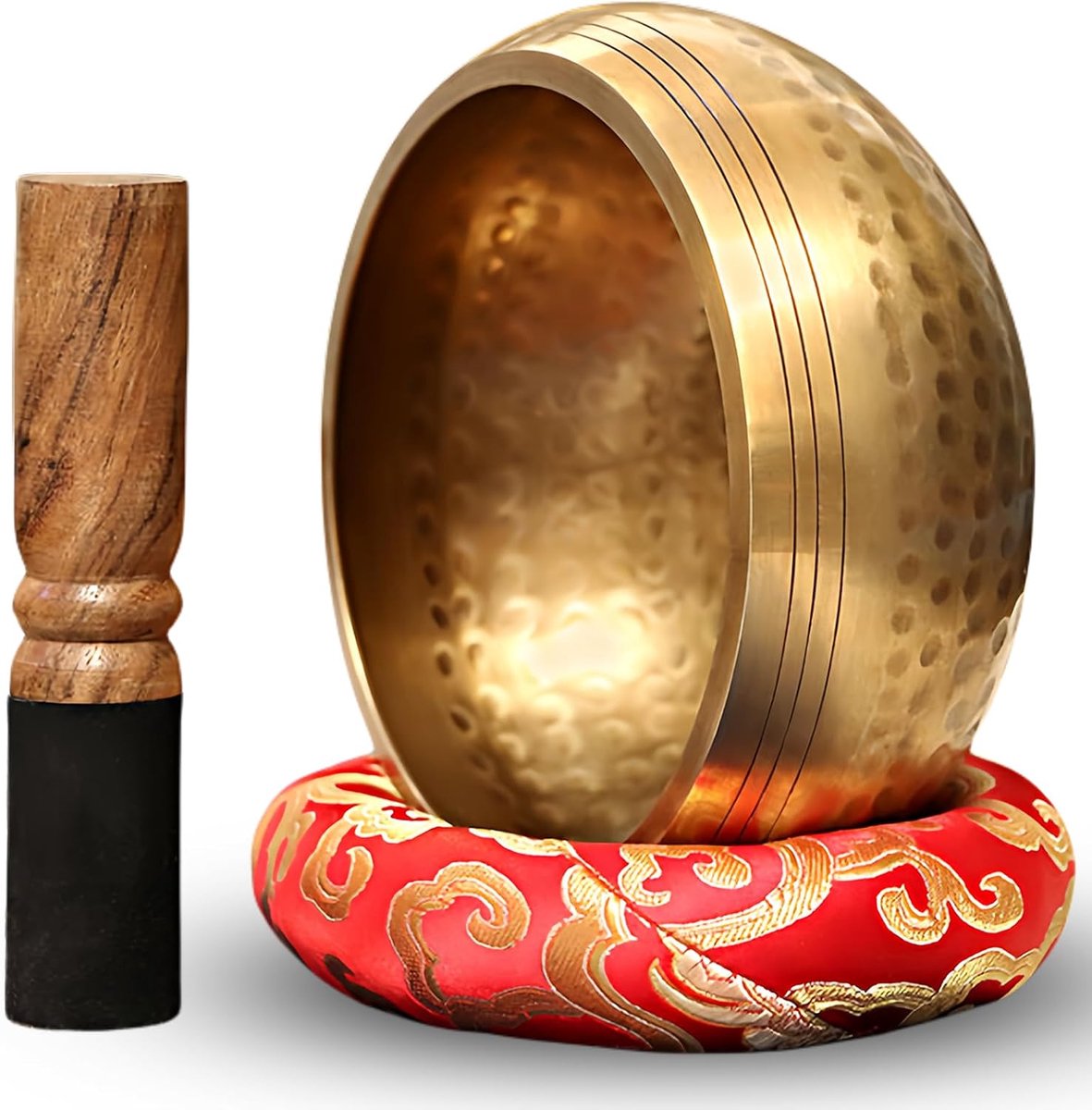 bel, 8 cm, originele Tibetaanse klokken, set met stoffen tas, handgemaakt, Tibetaanse klokken voor yoga, meditatie en ontspanning, perfect cadeau, brons