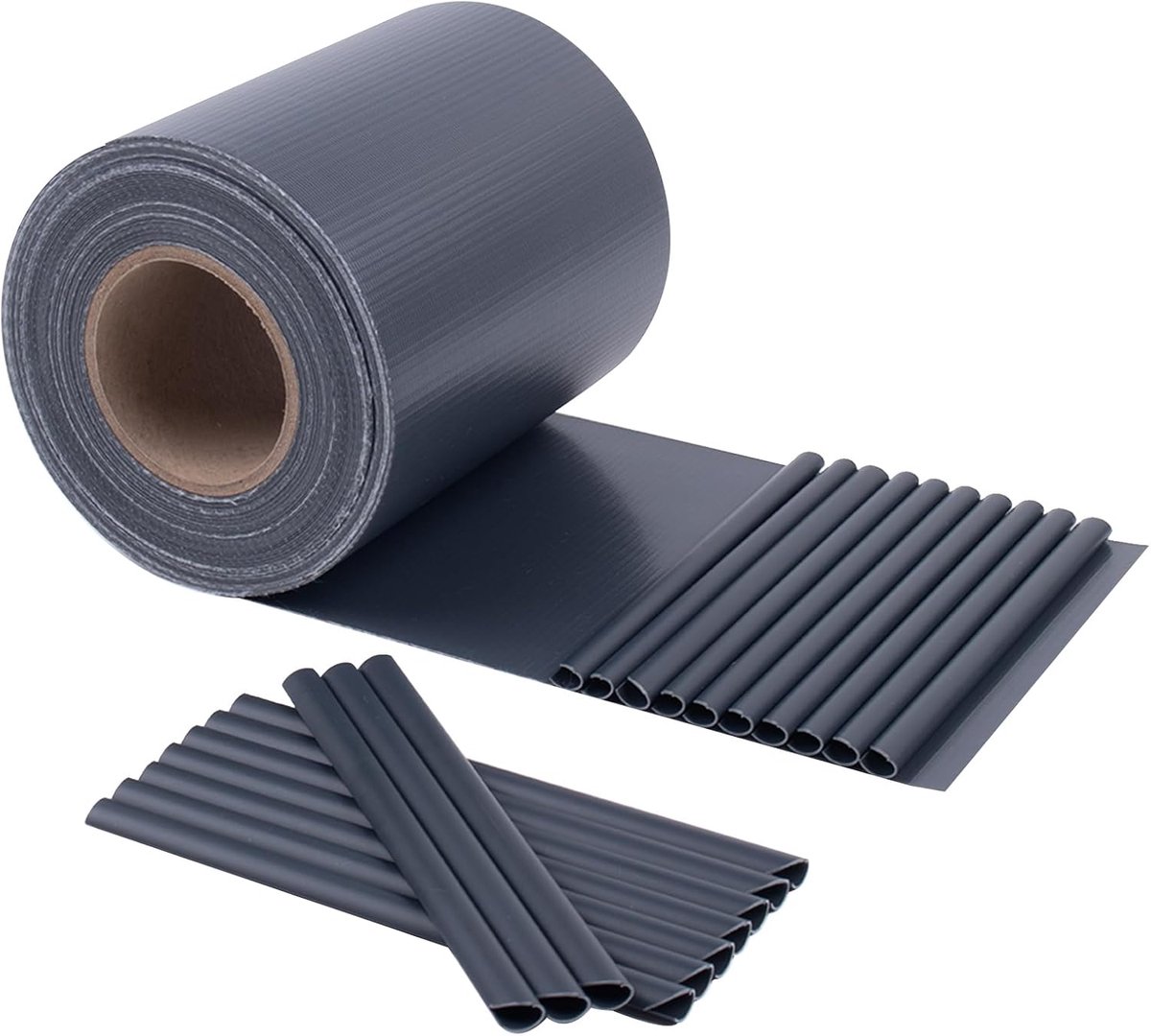 FENG PVC-privacy strips 50mx19cm voor dubbelstaafhek, antraciet | PVC-privacy strips voor volledige privacy, weerbestendig en UV-bestendig, winddicht, met 30 clips, voor tuin, terras, balkon