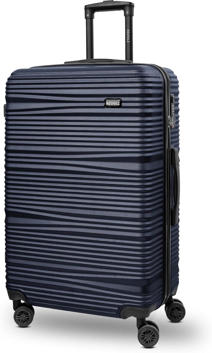 Trolley 77 cm - donkerblauw polycarbonaat - verstelbare handgreep - ideale reisoplossing - ShopVlot