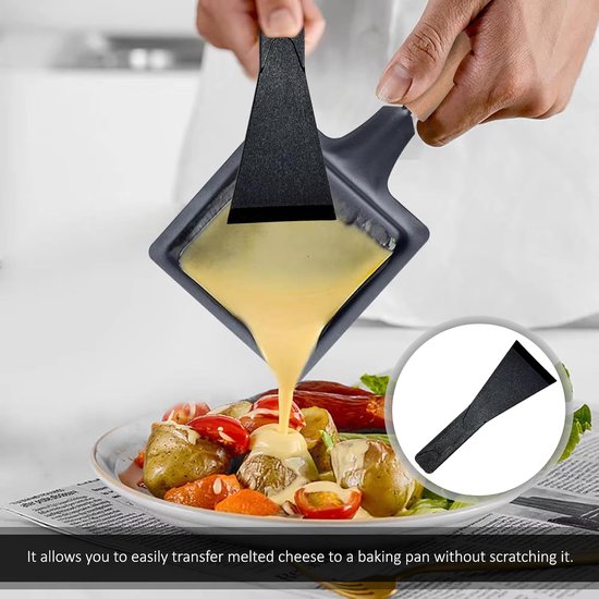 Spatels, raclette-schuiver, racletteschraper kunststof, gourmet-accessoires, gourmet planken en fondue, keukengerei voor pannen en braadpannen, robuust en hittebestendig — afbeelding 3