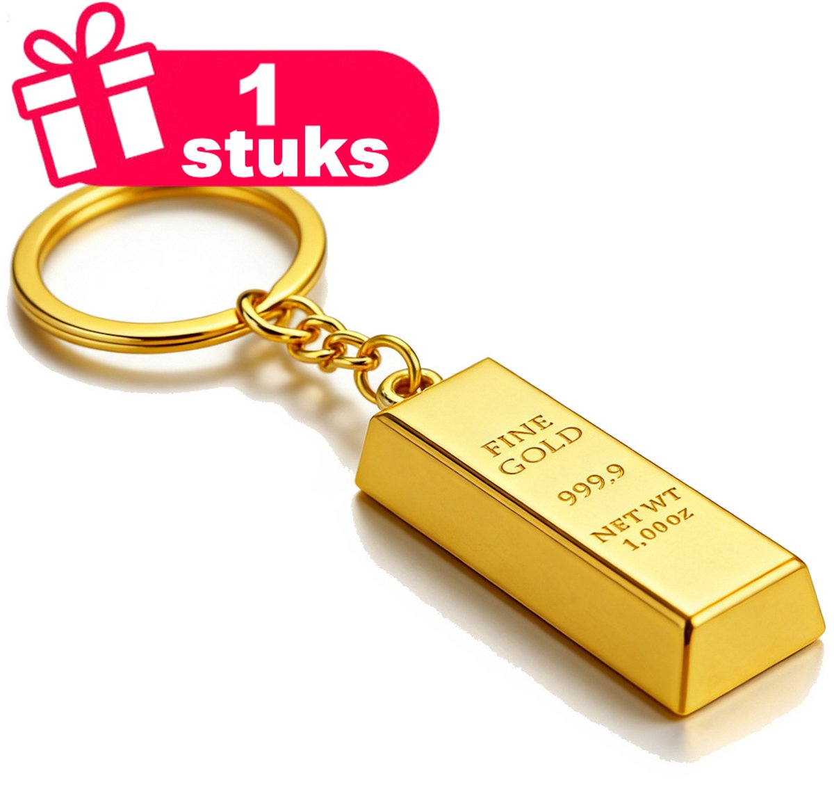 Decopatent - Premium Keychain - Goudstaaf Sleutelhanger - Metalen Gold Bar Sleutelhanger - Goudkleur - Luxe Sleutelhanger - Cadeau voor Verzamelaars & Liefhebbers van Luxe Accessoires