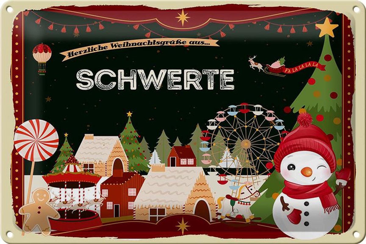 Blechschild Weihnachten Grüße SCHWERTE 30x20cm