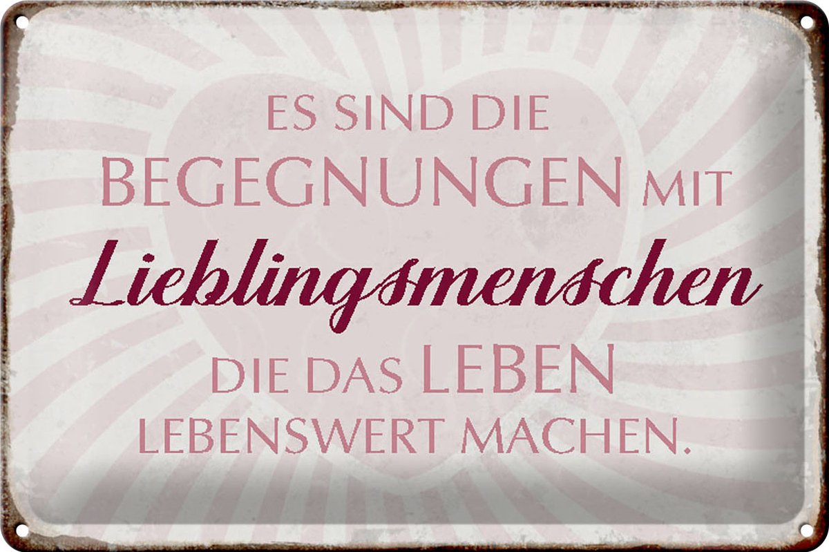 Blechschild Spruch 30x20cm Lieblingsmenschen Leben